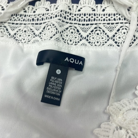 NWT white aqua mini dress s small lace off shoulder floral - Picture 3 of 4